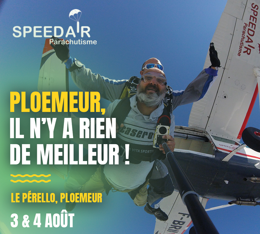 Saut de parachute en tandem avec speedair parachutisme au dessus de Ploemeur