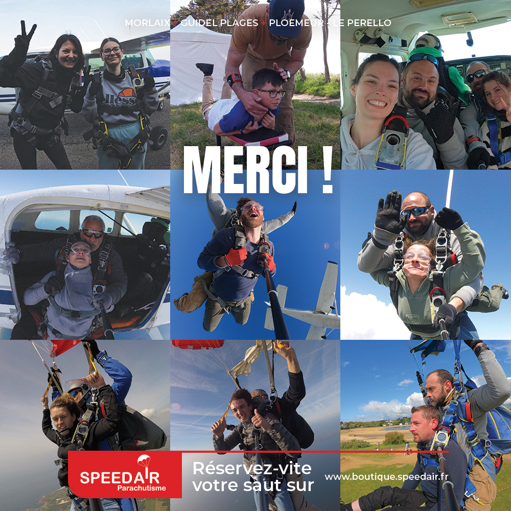 Mosaïque de différents sauts en parachute, fin de saison 2025